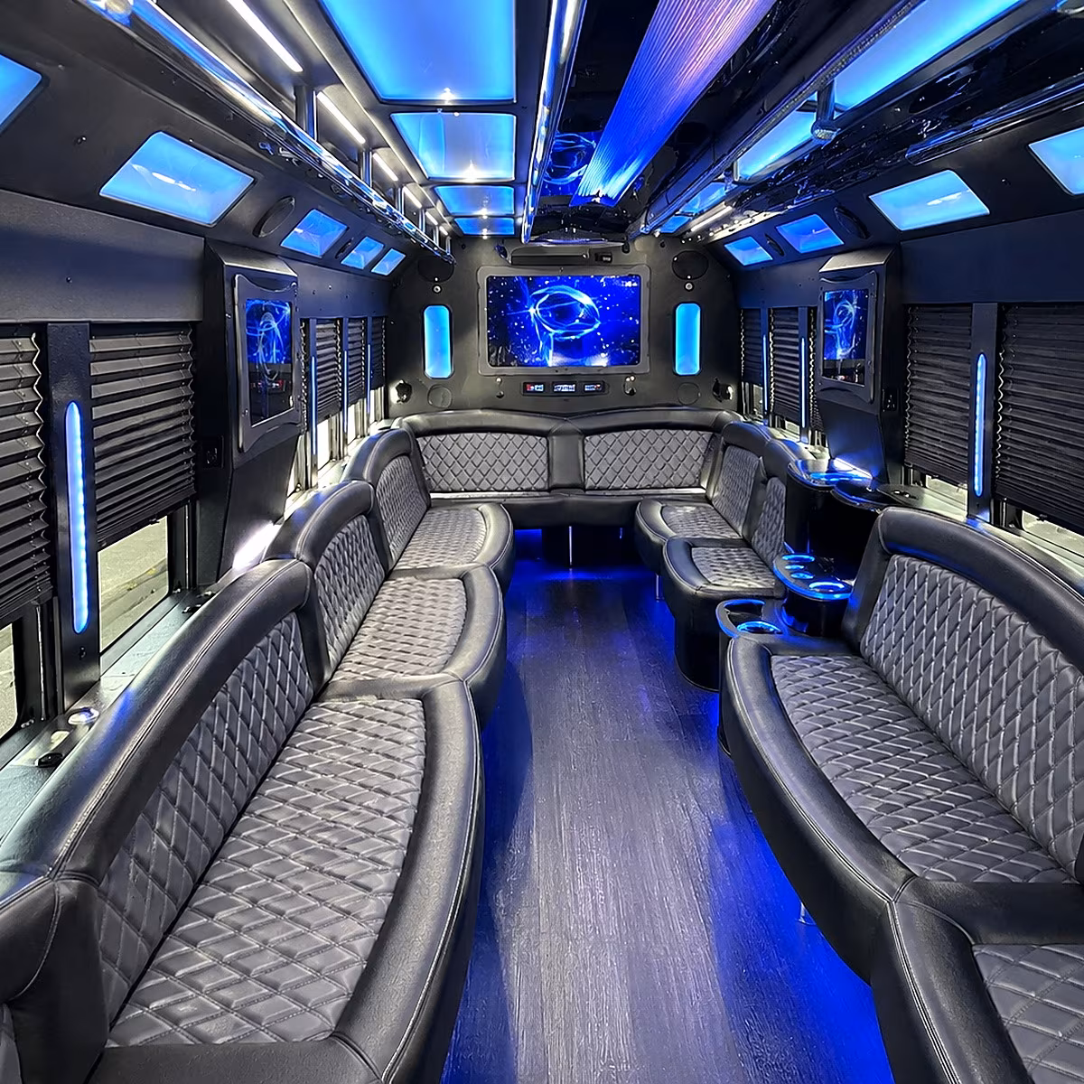 east orange 50 passenger party bus interior